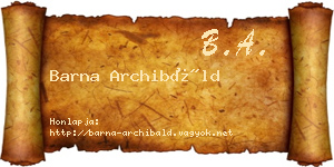 Barna Archibáld névjegykártya